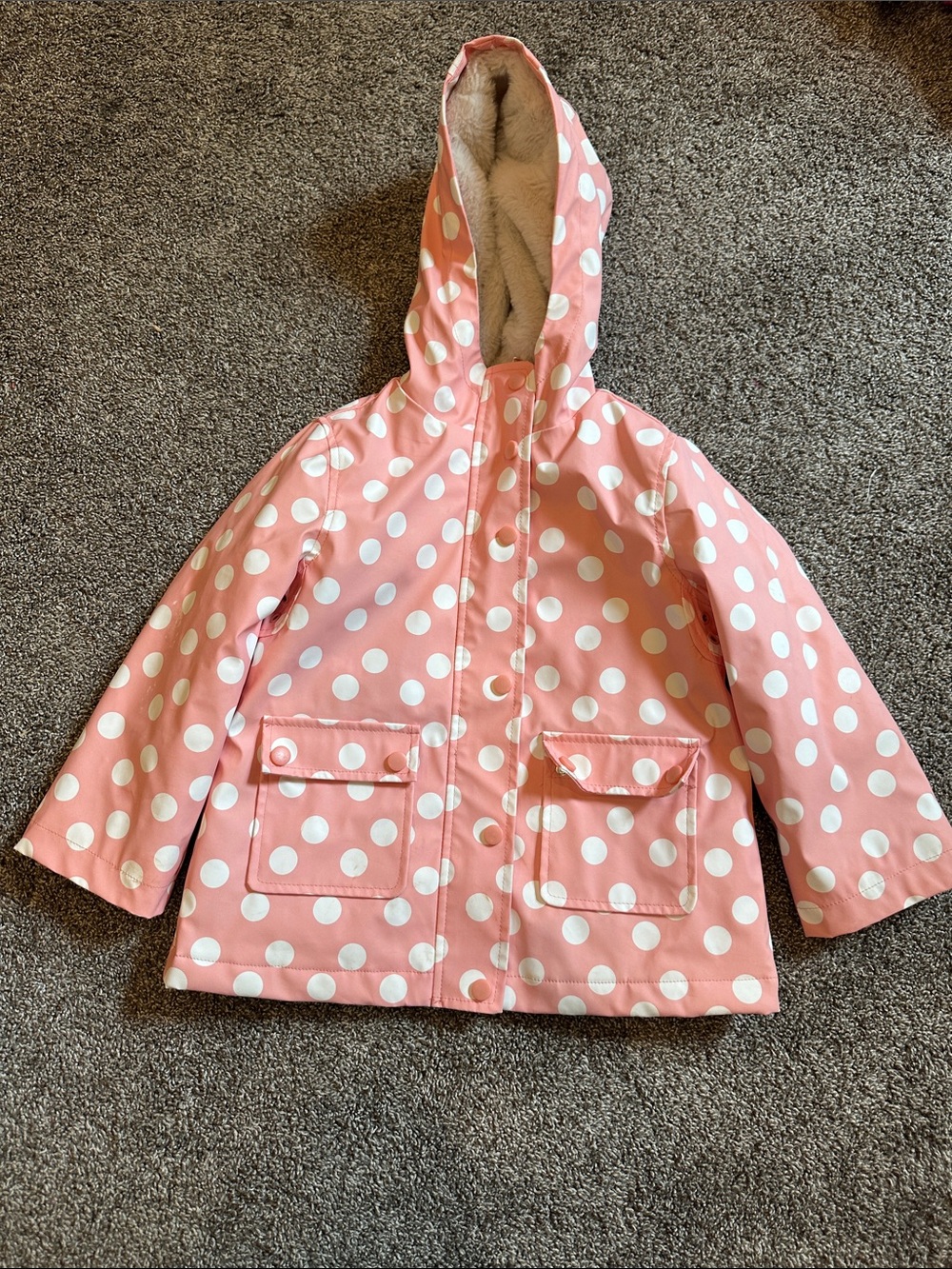 Urban Republic Pink Polka Dot Hooded Raincoat